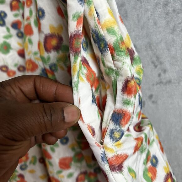 Tory Burch Taffeta dress Women Size 10 Floral Puff Sleeve Midi Pockets - Picture 13 of 16